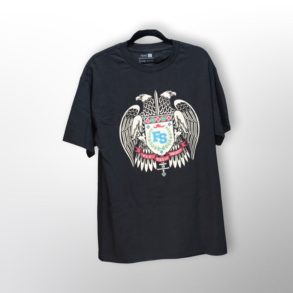 Fly Society x MONARK Twin Eagles Limited Edition Tee Large Black Cotton NWOT